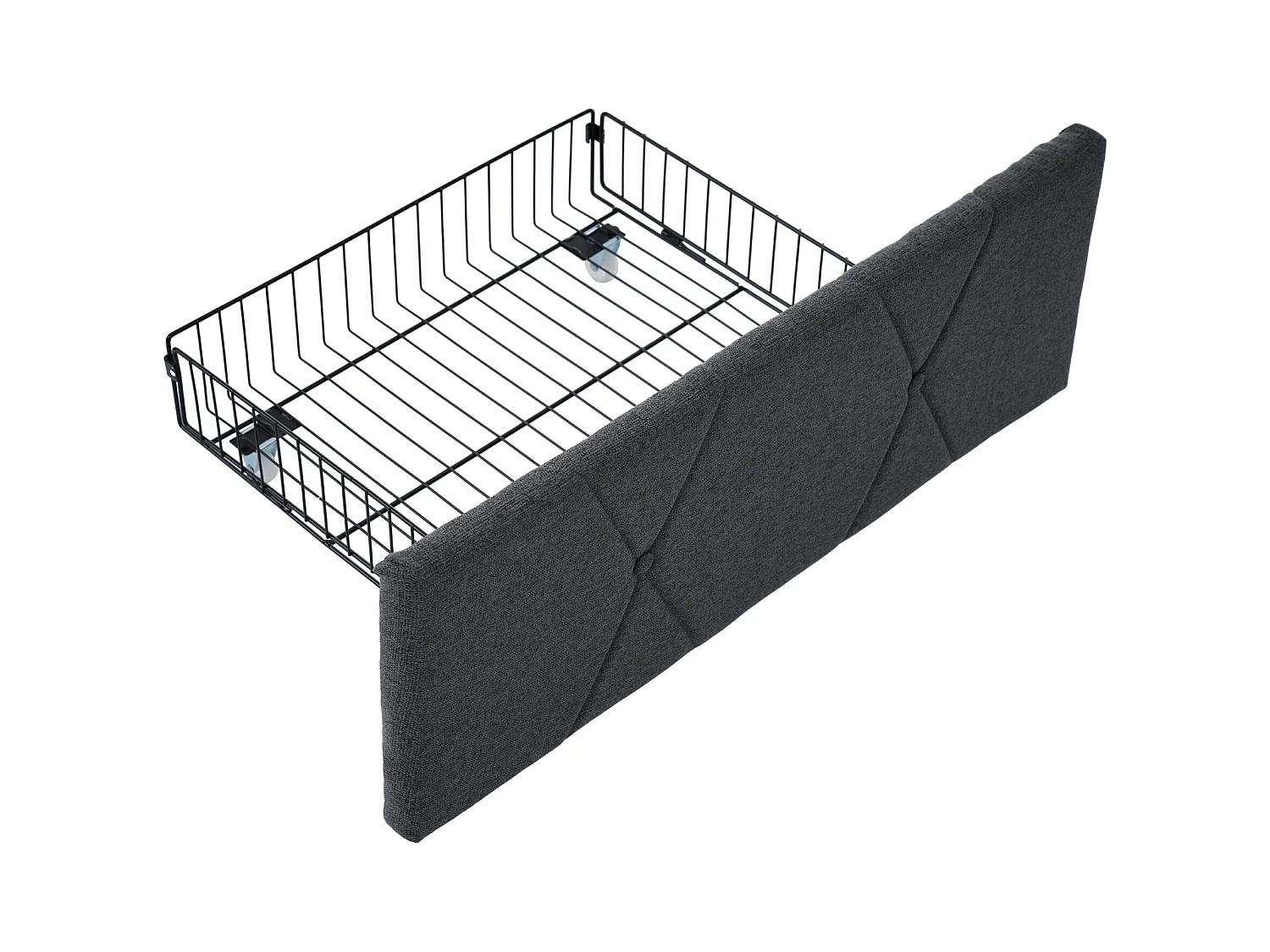 Lit adulte 160x200 cm avec sommier - tête de lit USB et 4 tiroirs de rangement - tissu lin gris (sans matelas)