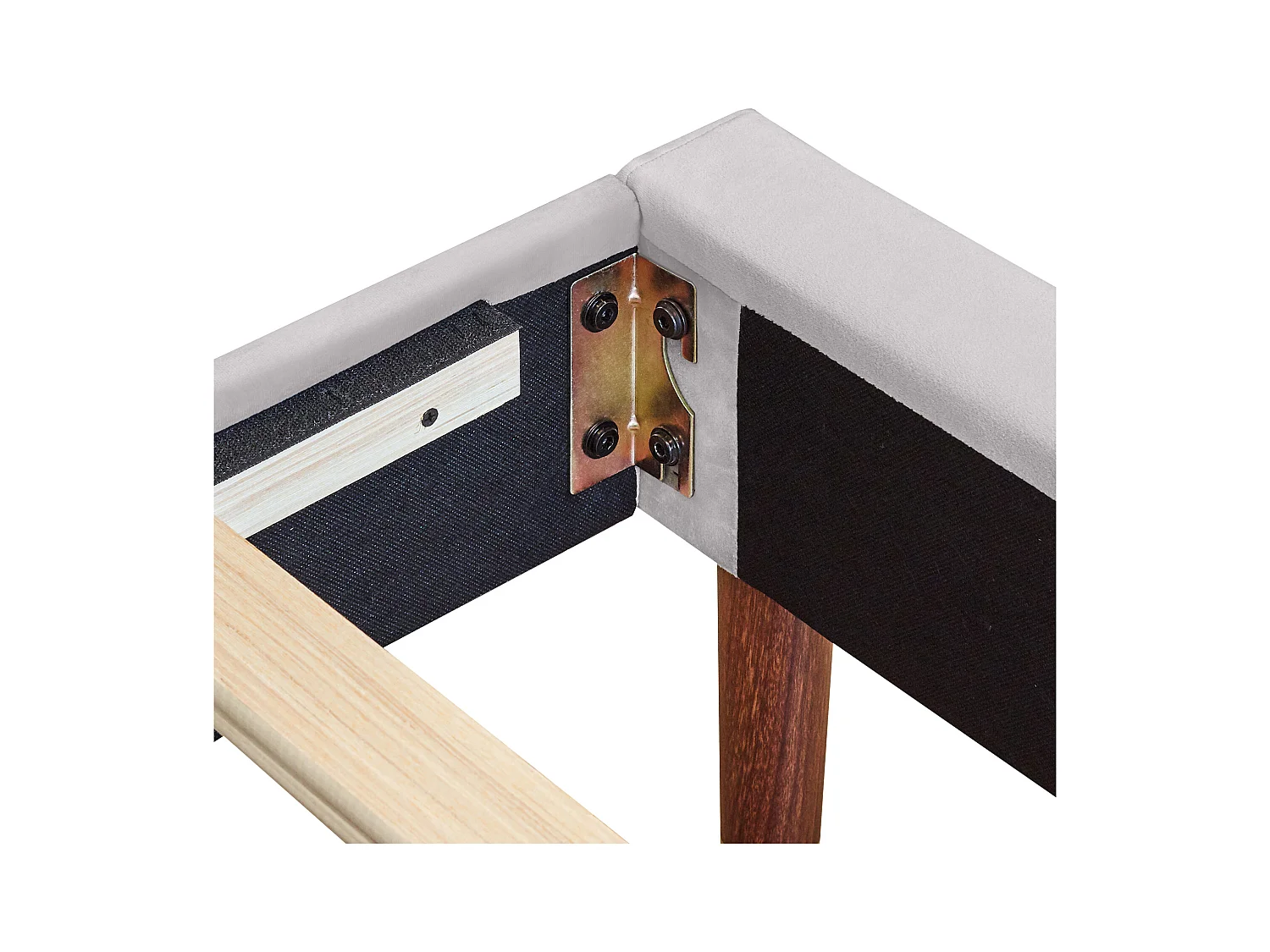 Lit adulte 160x200 avec sommier - tête de lit réglable en hauteur - cadre de lit en bois - velours gris (sans matelas)