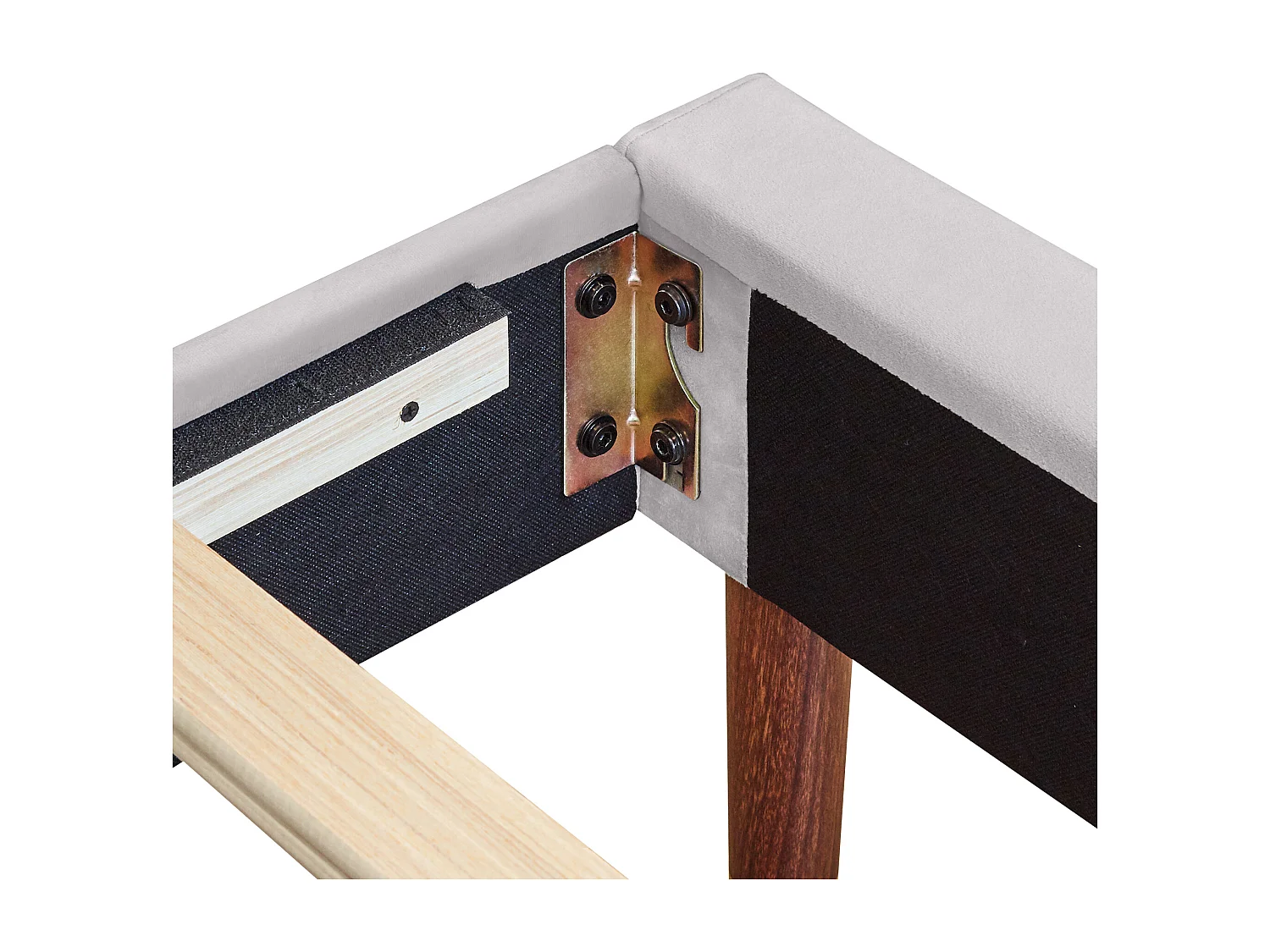 Lit adulte 160x200 avec sommier - tête de lit réglable en hauteur - cadre de lit en bois - velours gris (sans matelas)