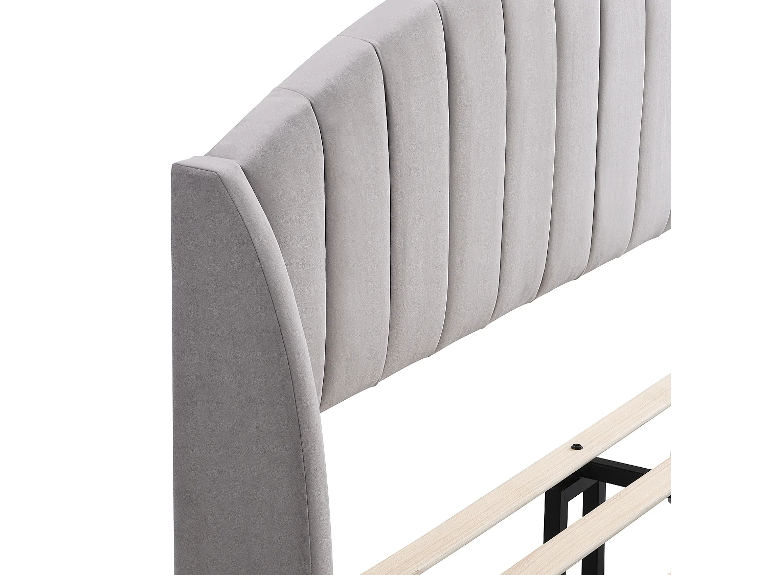 Tweepersoonsbed 140x200 cm met lattenbodem - in hoogte verstelbaar hoofdeinde - houten bedframe - grijs fluweel (zonder matras)