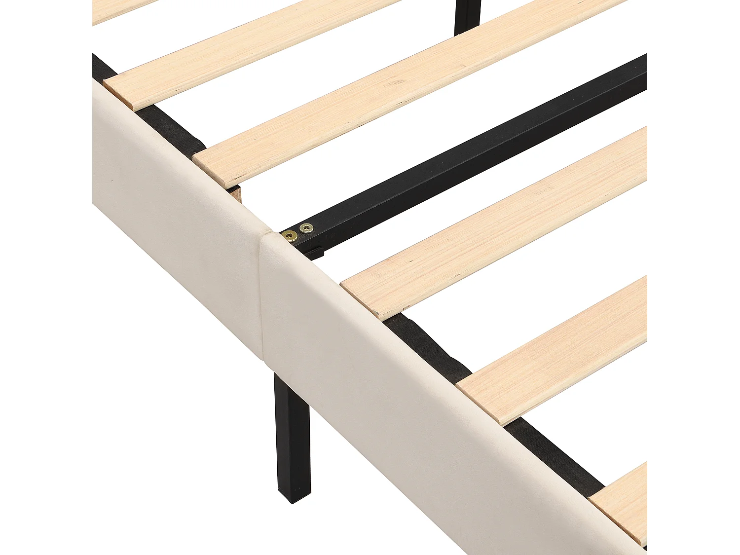 Lit rembourré 140x200 avec tête de lit réglable, avec sommier à lattes, velours, beige (Sans matelas)