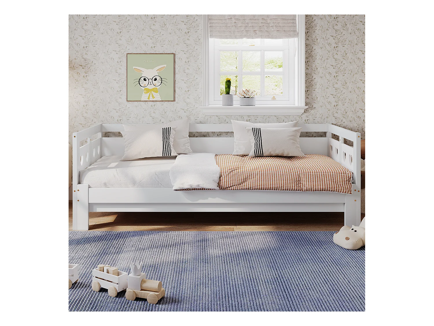 Canapé-lit 90x190 cm avec sommier - lit gigogne avec cadre de lit en bois - blanc (sans matelas)