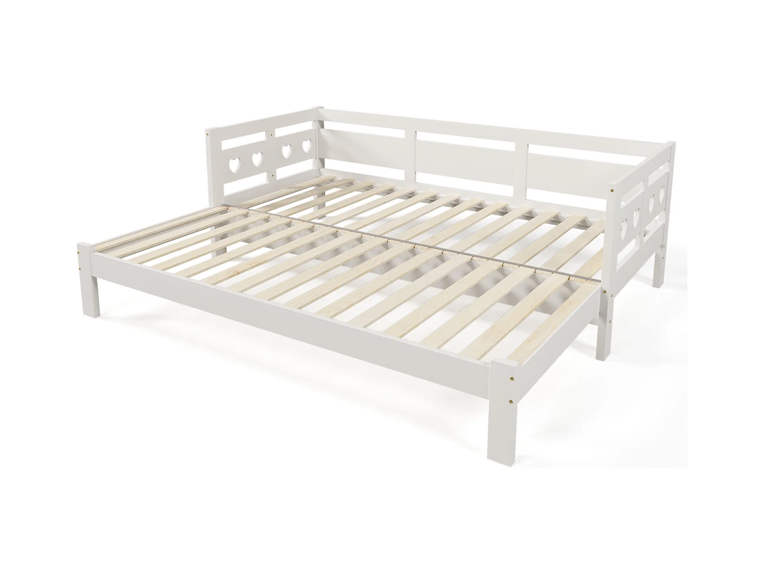 Lit banquette enfant 90x190 cm avec sommier - lit gigogne avec cadre de lit en bois - blanc (sans matelas)