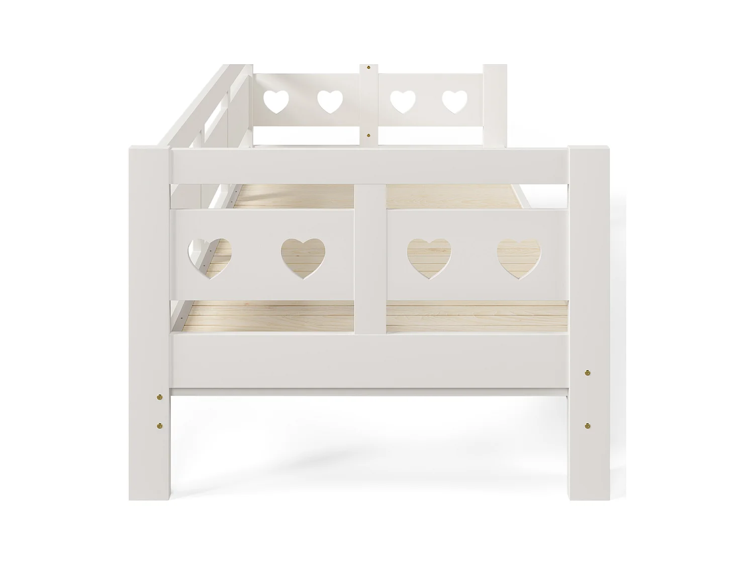 Lit banquette enfant 90x190 cm avec sommier - lit gigogne avec cadre de lit en bois - blanc (sans matelas)