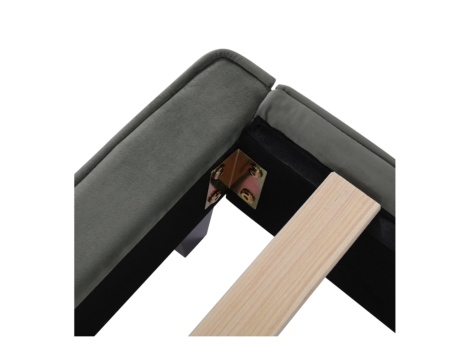 Lit adulte 140x200 cm avec sommier - tête de lit rembourré - bois - velours gris (sans matelas)