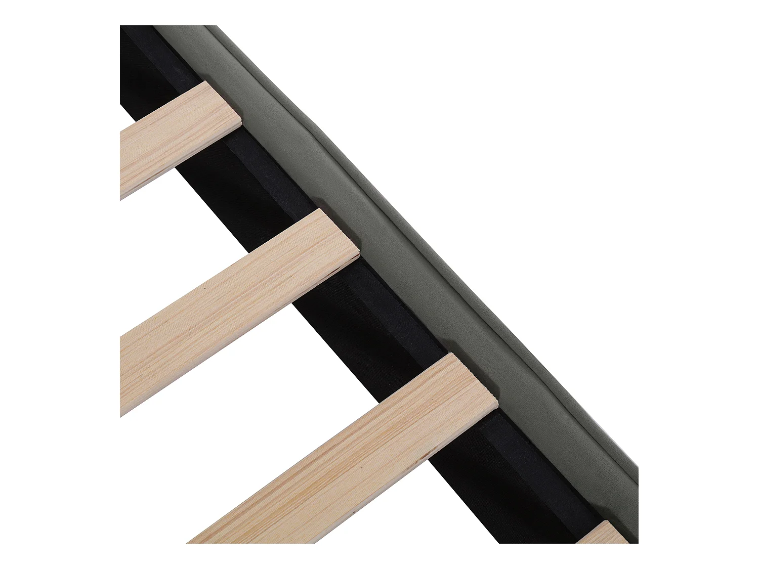 Lit adulte 140x200 cm avec sommier - tête de lit rembourré - bois - velours gris (sans matelas)