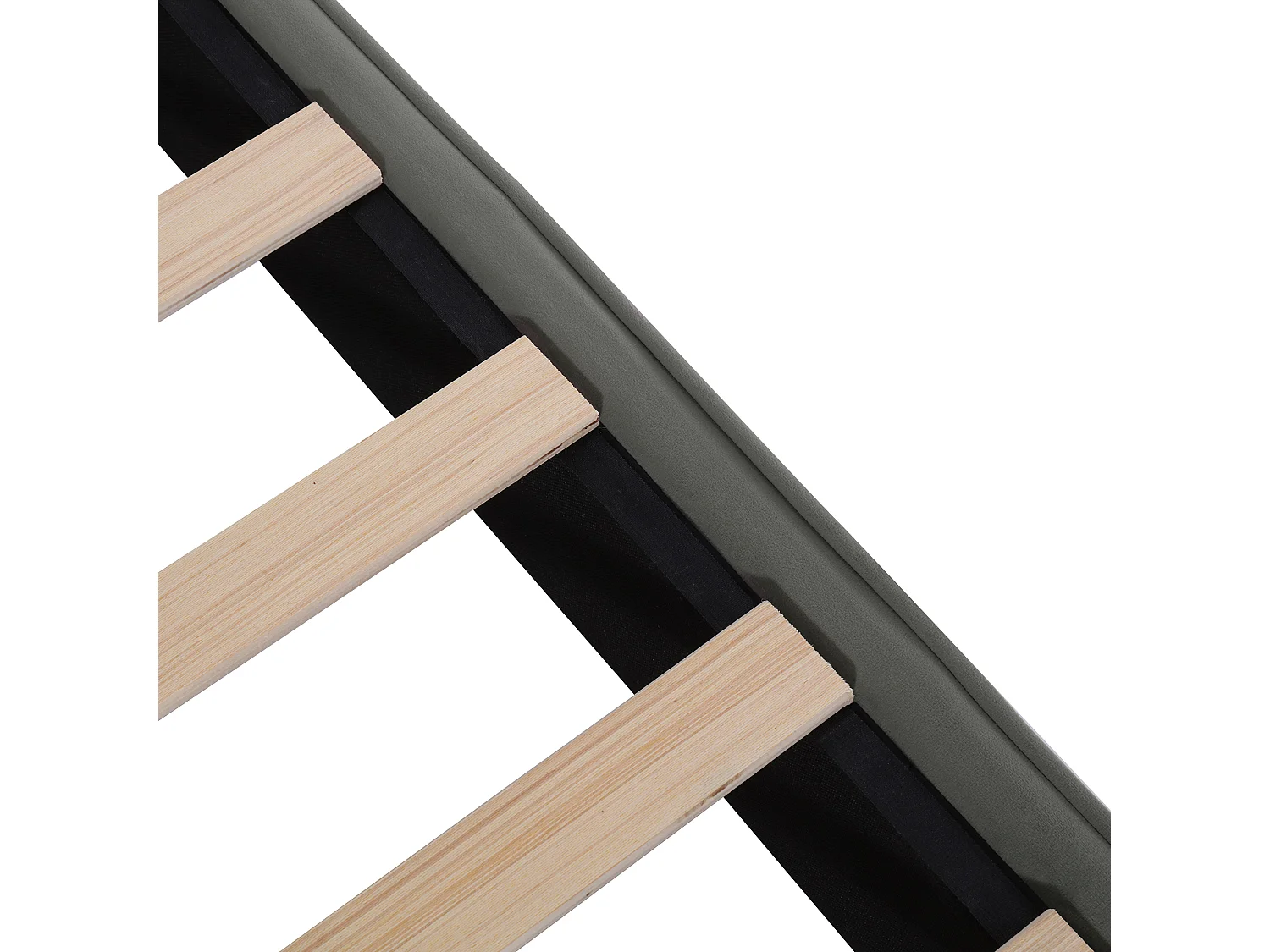 Lit adulte 140x200 cm avec sommier - tête de lit rembourré - bois - velours gris (sans matelas)