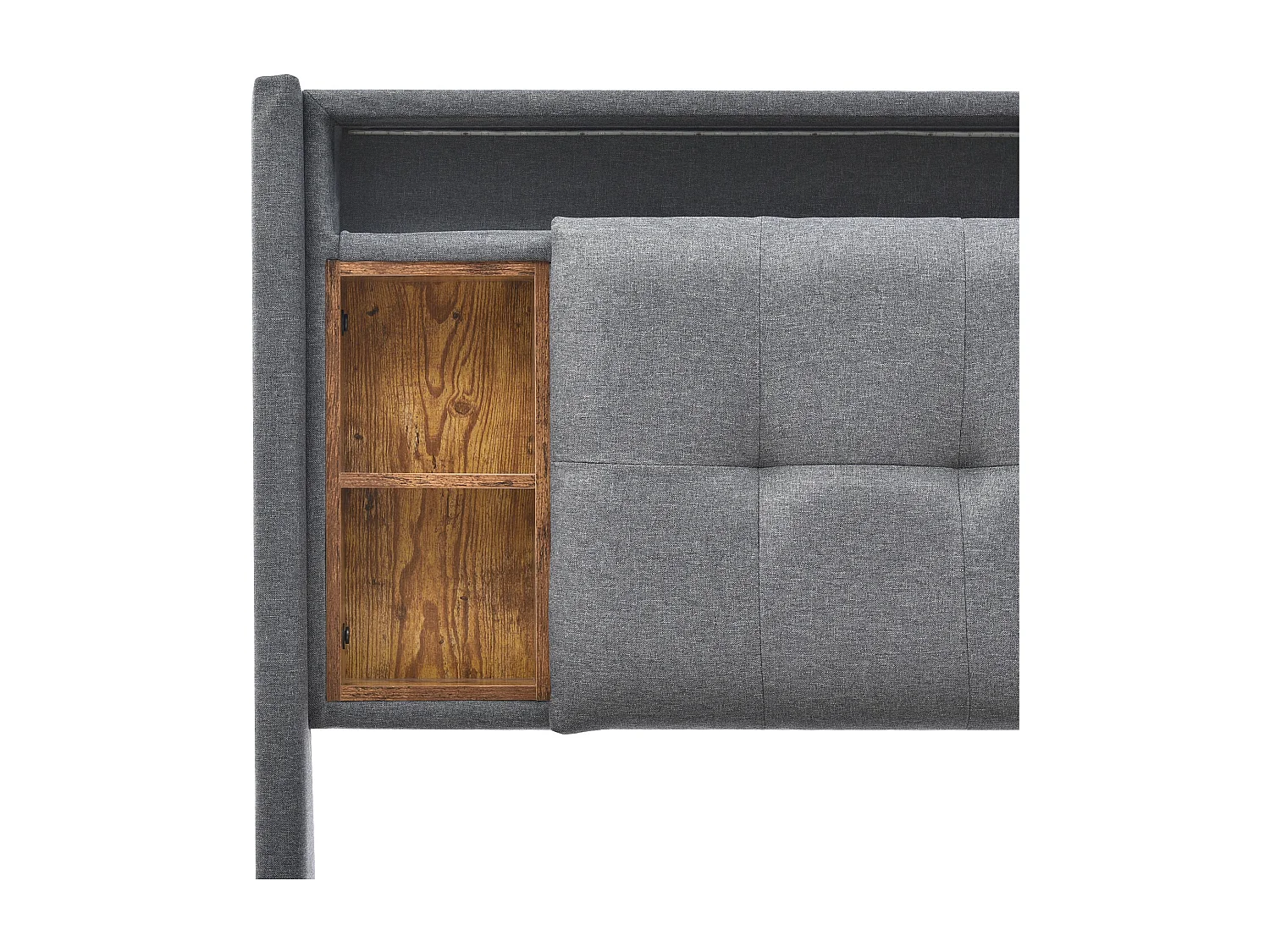Lit adulte double 140x200 cm avec sommier - tête de lit rangement avec USB et LED - bois - gris (sans matelas)