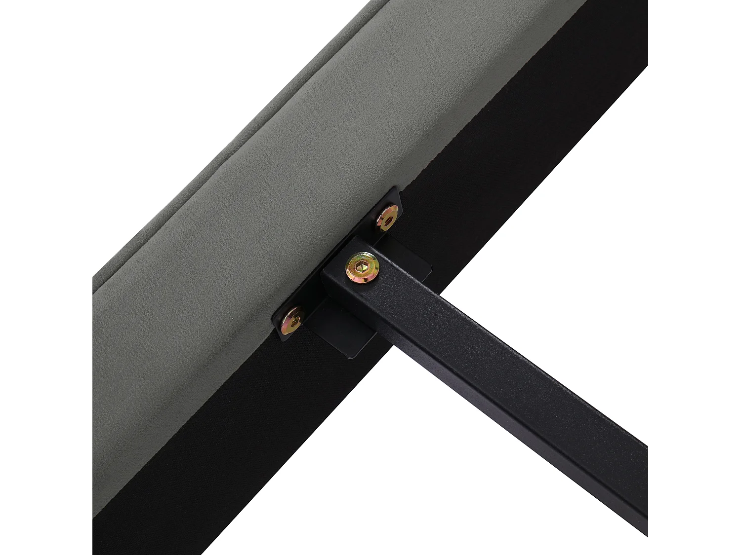 Lit capitonné 180x200 avec sommier à lattes, avec tête de lit, avec pieds 11.5 cm, en velours, gris (Sans matelas)