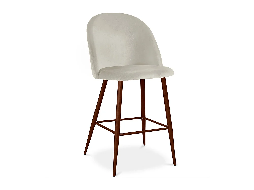 Tabouret tapissé en velours - Design scandinave - 66cm - Evelyne Gris clair