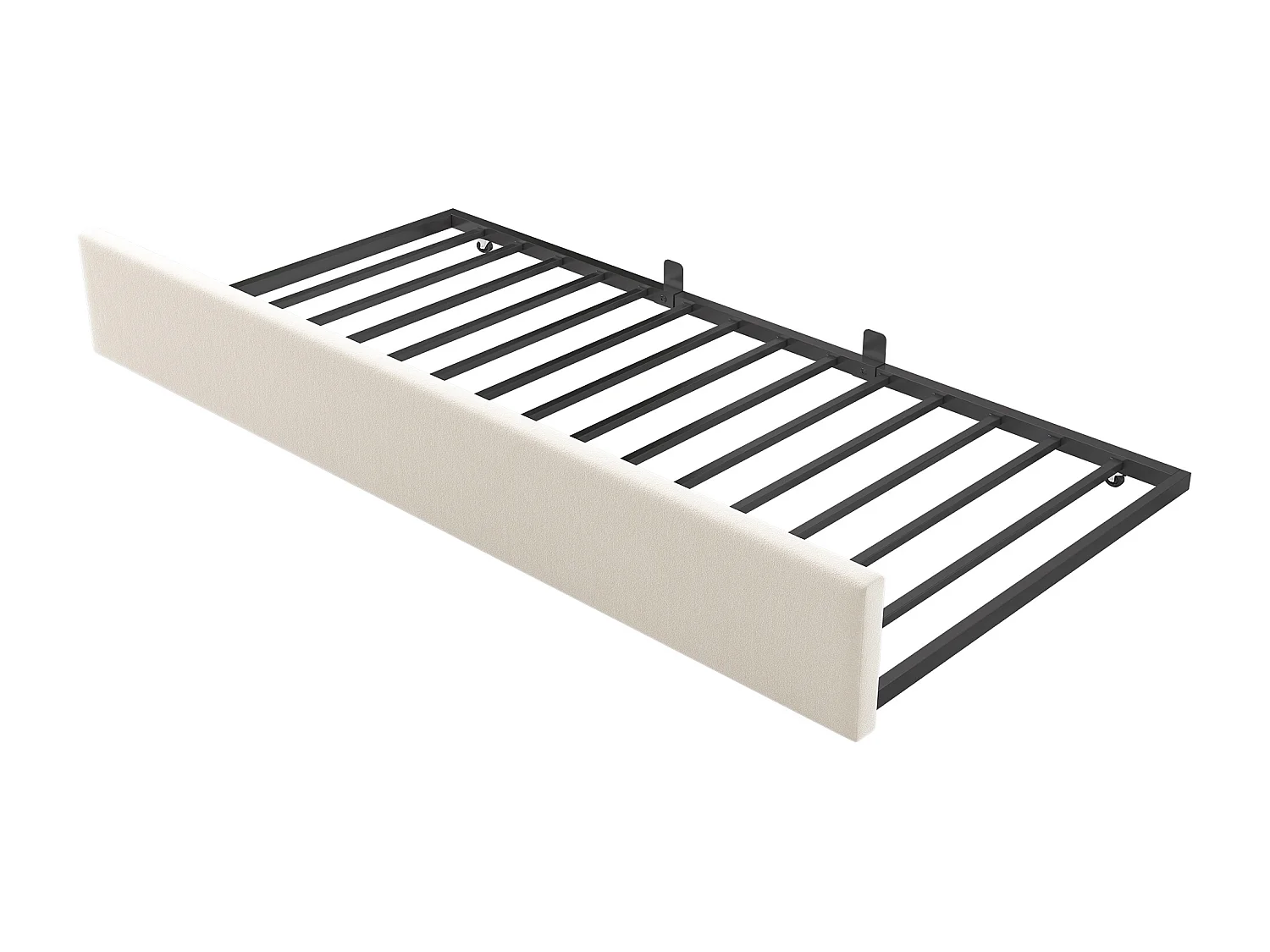 Kinderbed 90x200 cm met lattenbodem - uitschuifbed met metalen bedframe - beige fluweel (zonder matras)