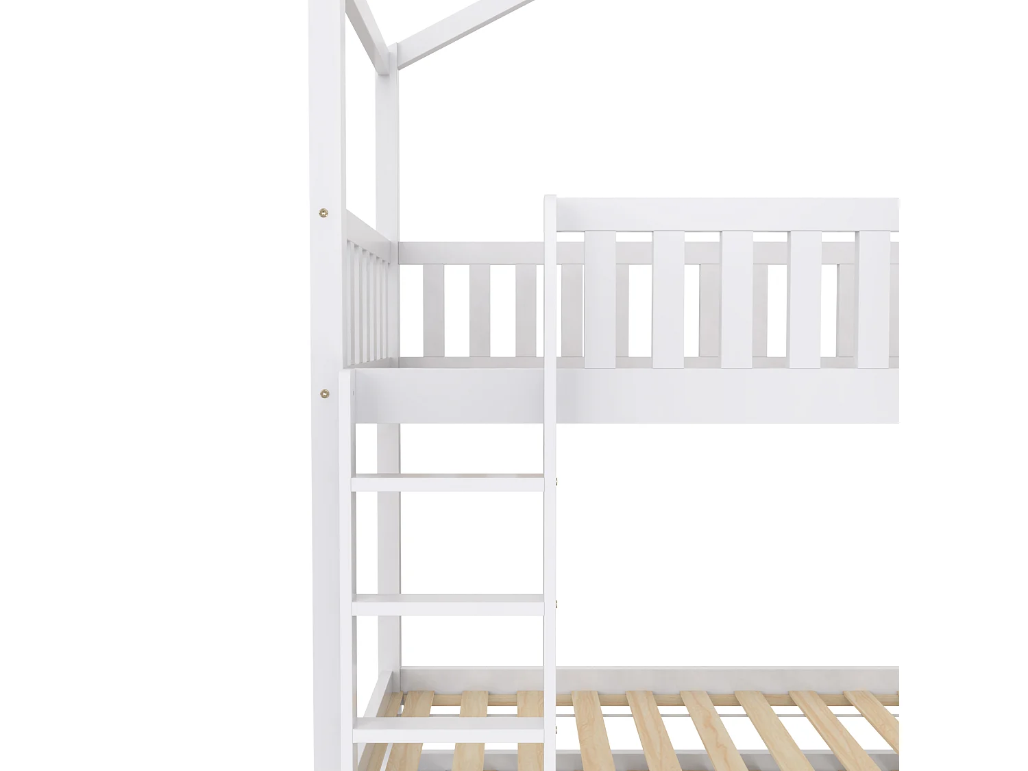 Kinderstapelbed 90x200cm met lattenbodem - hoogslaper met valbeveiliging en onderschuifbed - hout - wit (zonder matras)