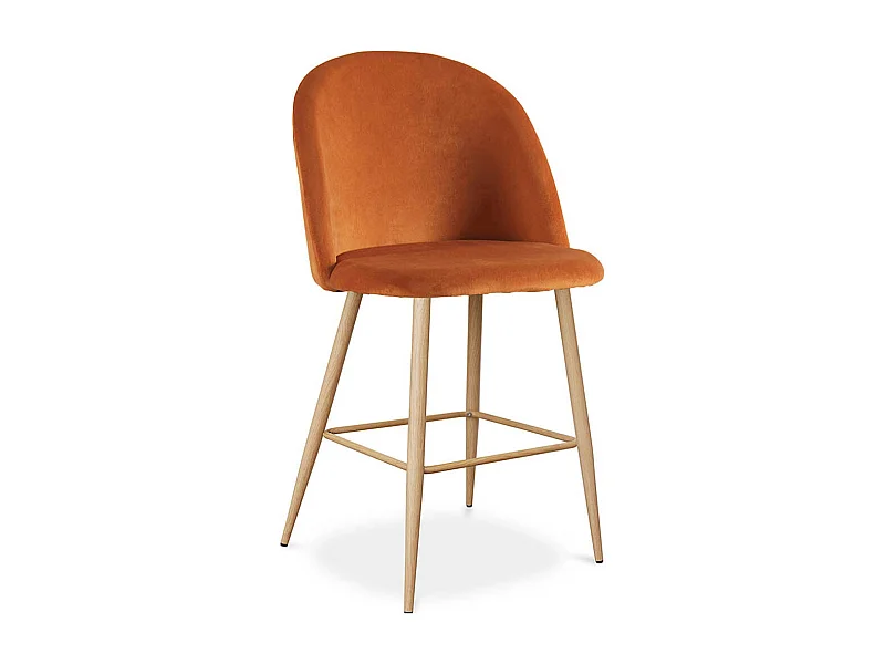 Tabouret tapissé en velours - Design scandinave - 66cm - Evelyne Orange rougeâtre