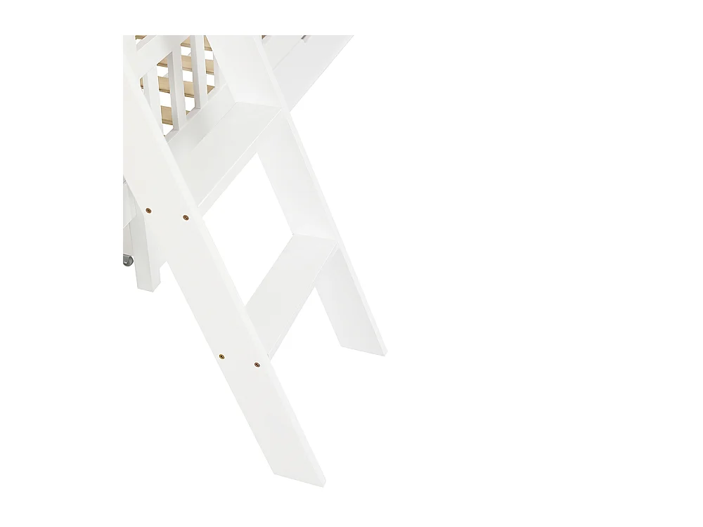 Lit superposé pour enfants 90 x 200 cm, avec toit, fenêtre, table de lecture et panier de rangement, blanc