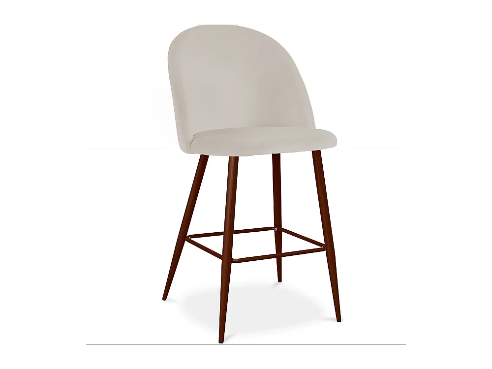 Tabouret tapissé en velours - Design scandinave - 66cm - Evelyne Beige