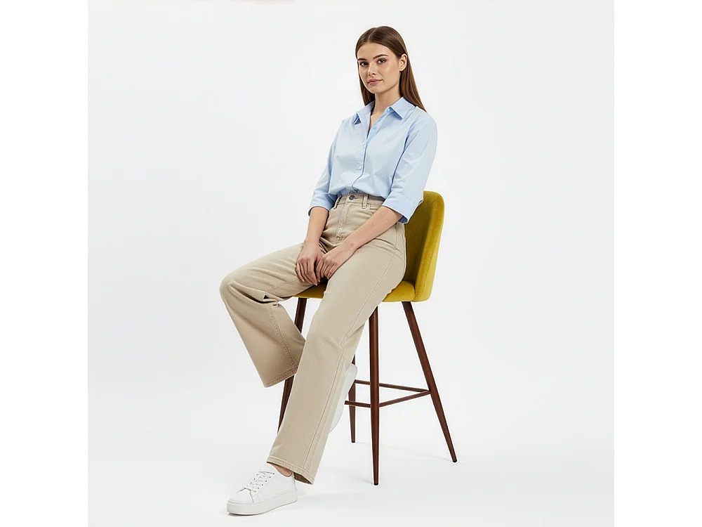 Tabouret tapissé en velours - Design scandinave - 66cm - Evelyne Beige