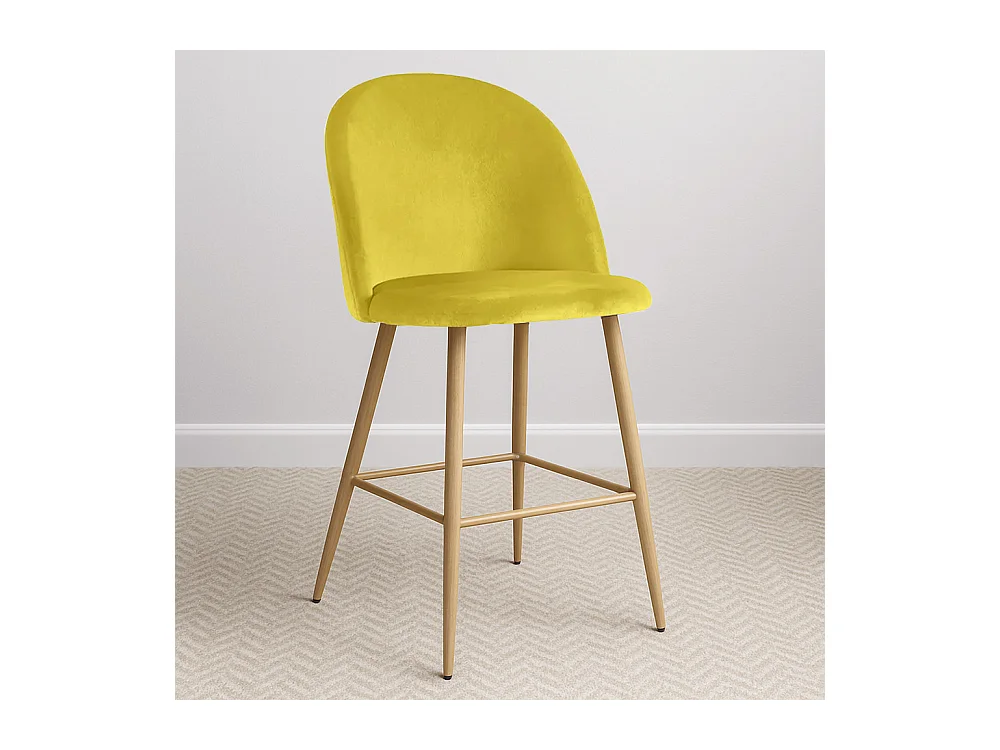 Hocker gepolstert mit Samt - Skandinavisches Design - 66cm - Evelyne