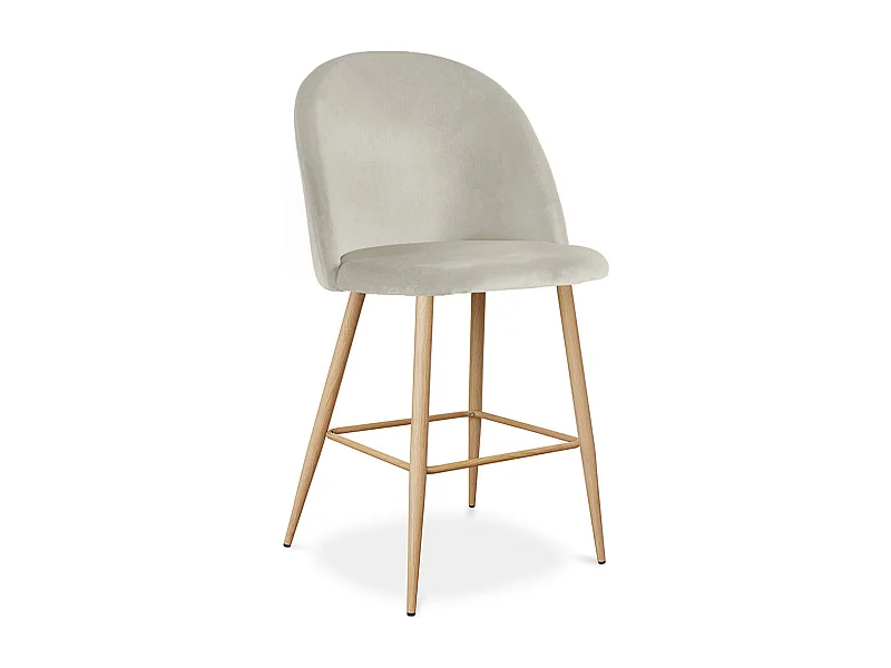 Tabouret tapissé en velours - Design scandinave - 66cm - Evelyne Gris clair
