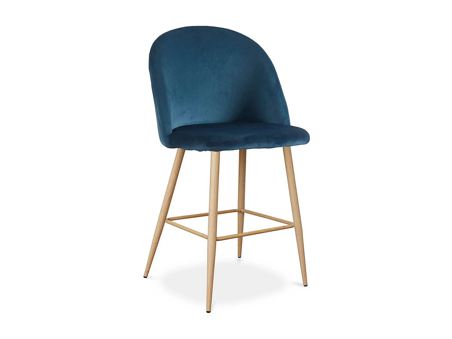Tabouret tapissé en velours - Design scandinave - 66cm - Evelyne Bleu foncé