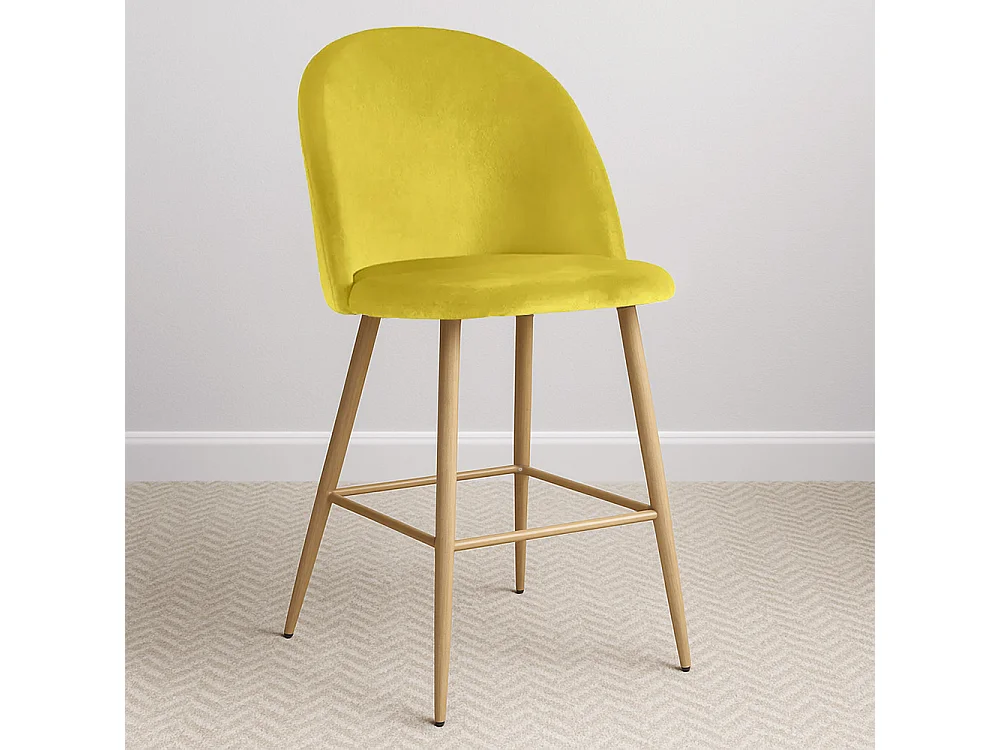 Tabouret tapissé en velours - Design scandinave - 66cm - Evelyne Crème
