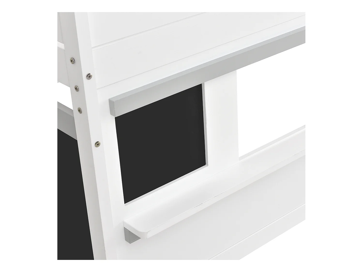 Lit superposé enfant 90x200cm avec sommier - protection anti-chute et tableau noir - bois - blanc (sans matelas)