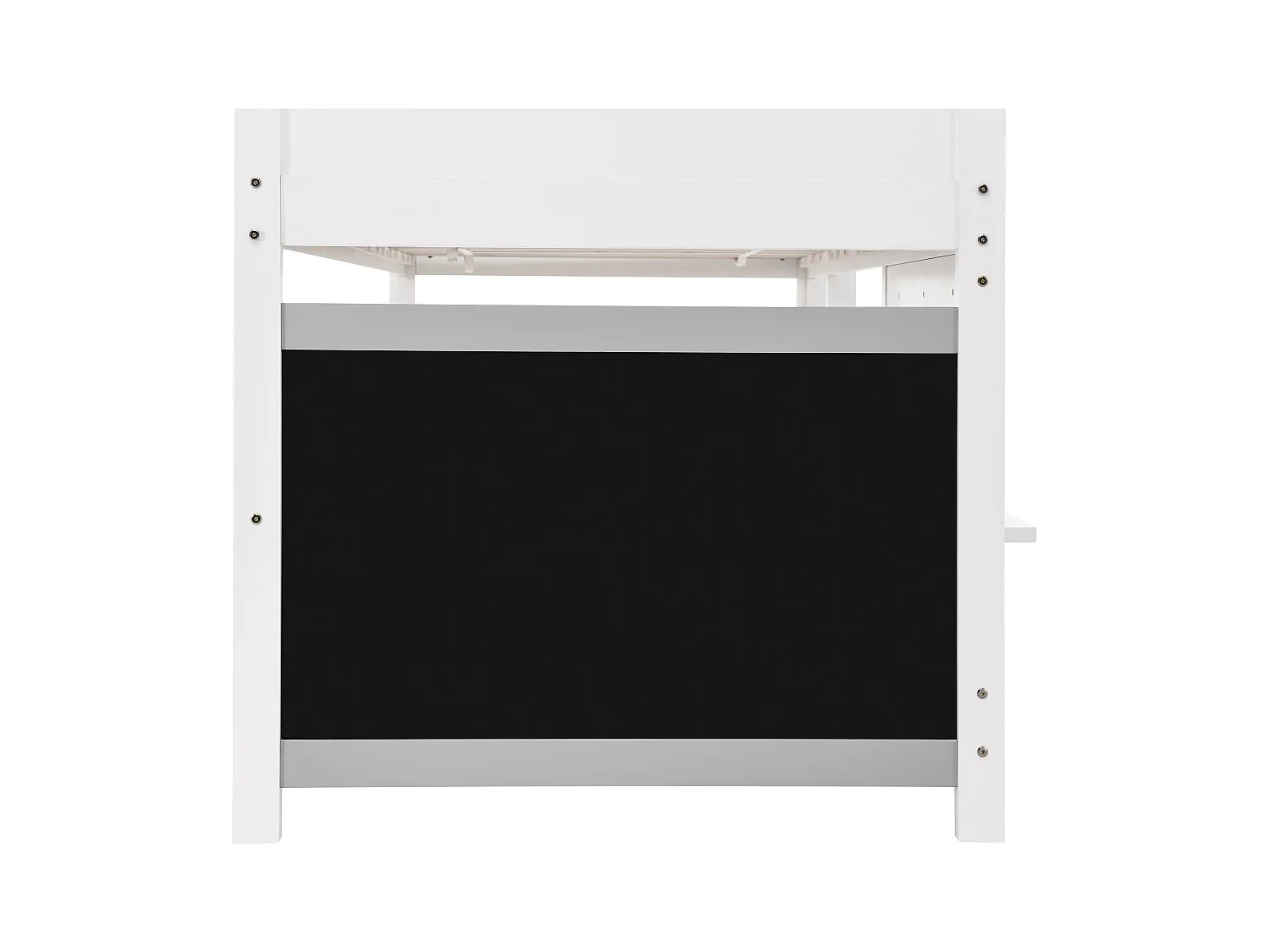 Lit superposé enfant 90x200cm avec sommier - protection anti-chute et tableau noir - bois - blanc (sans matelas)