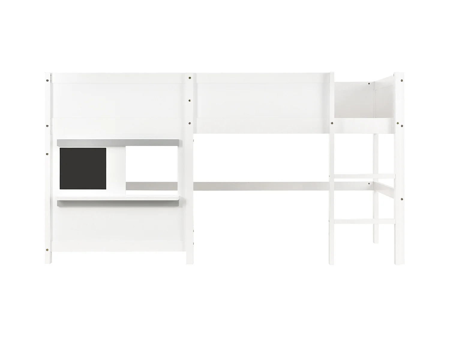 Lit superposé enfant 90x200cm avec sommier - protection anti-chute et tableau noir - bois - blanc (sans matelas)