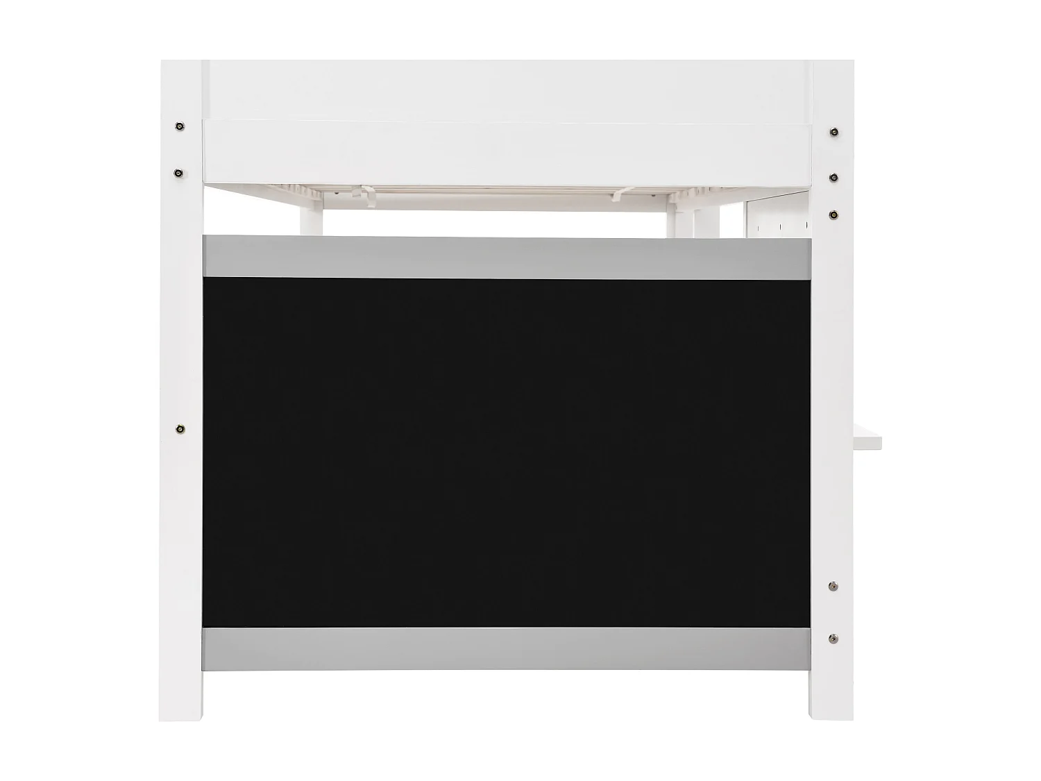 Lit superposé 90x200cm avec sommier - protection anti-chute et tableau noir - bois - blanc (sans matelas)