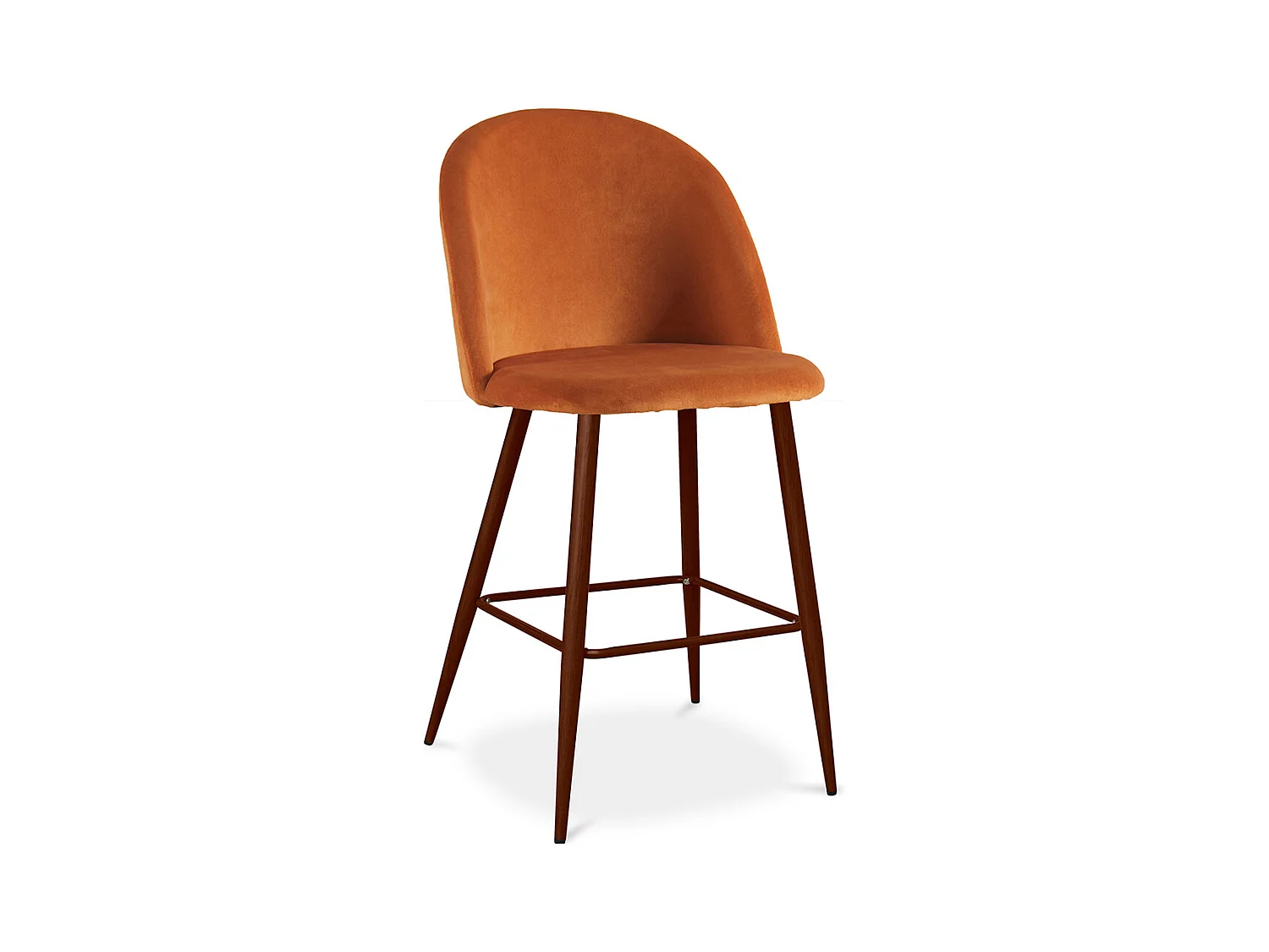 Tabouret tapissé en velours - Design scandinave - 66cm - Evelyne Orange rougeâtre