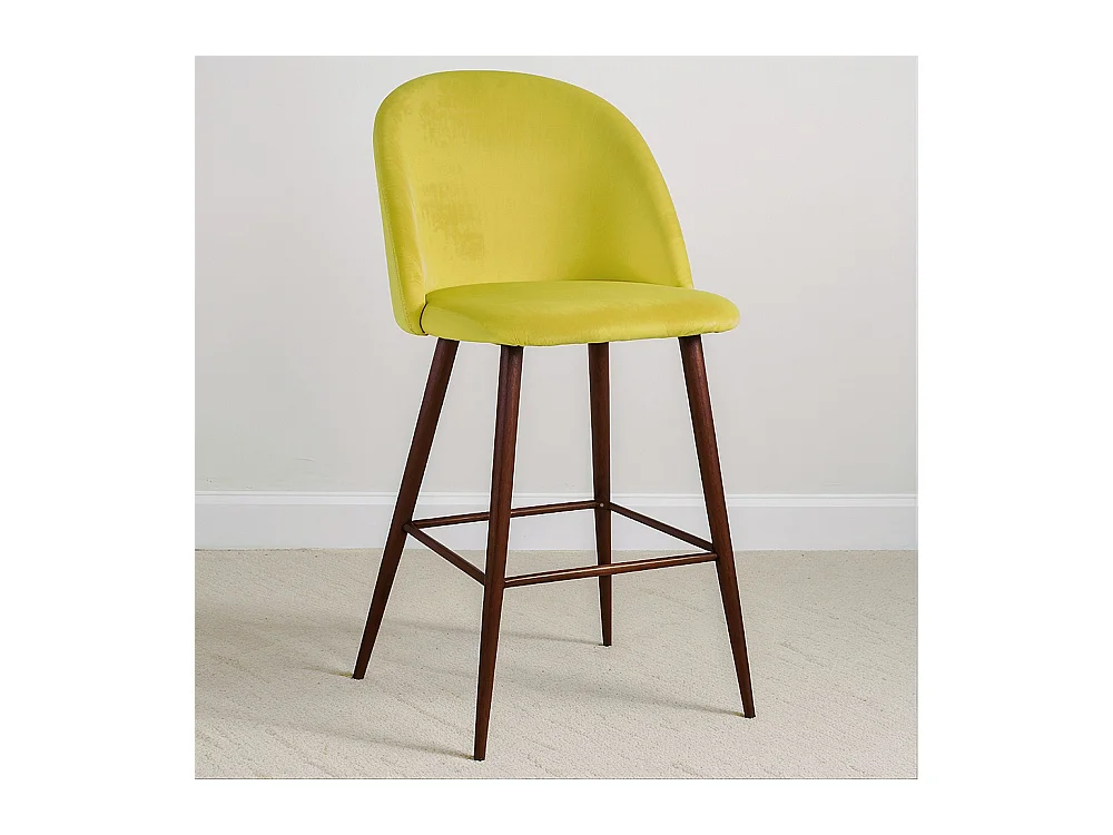 Tabouret tapissé en velours - Design scandinave - 66cm - Evelyne Orange rougeâtre