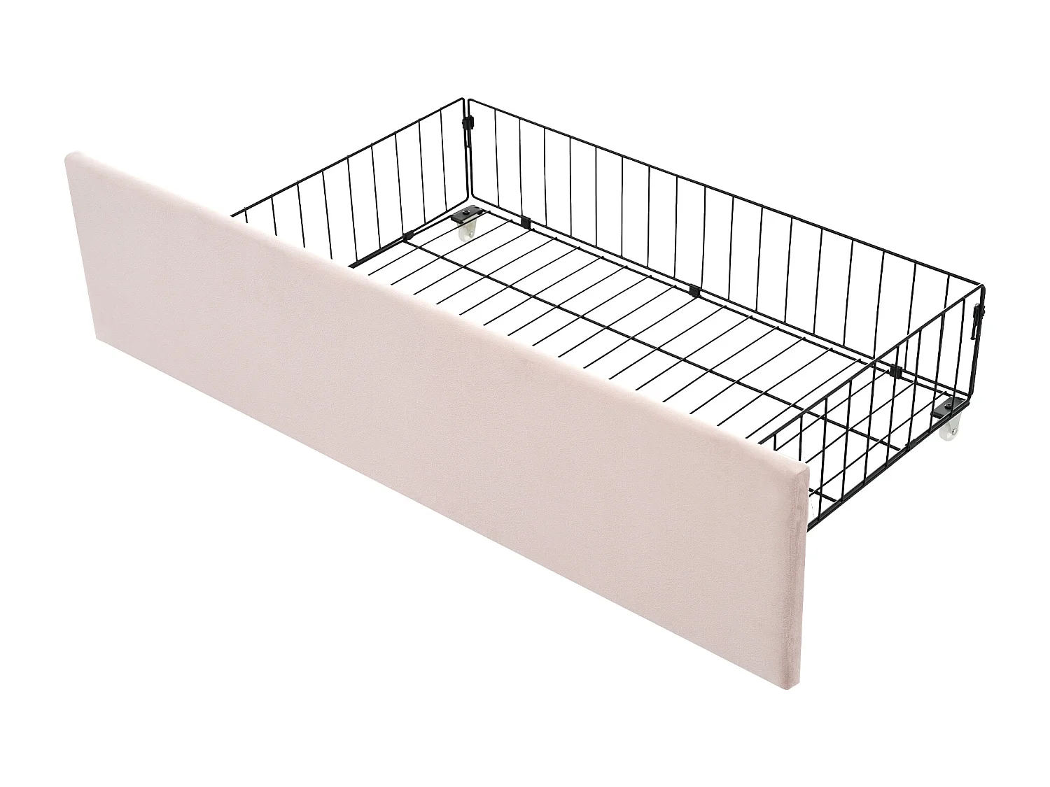 Canapé-lit 90x190 cm avec sommier - lit jeune avec 2 tiroirs de rangement - velours rose (sans matelas)