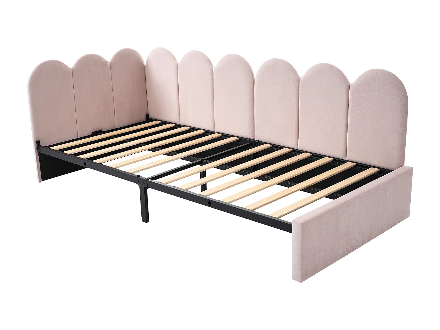 Canapé-lit 90x190 cm avec sommier - lit jeune avec 2 tiroirs de rangement - velours rose (sans matelas)