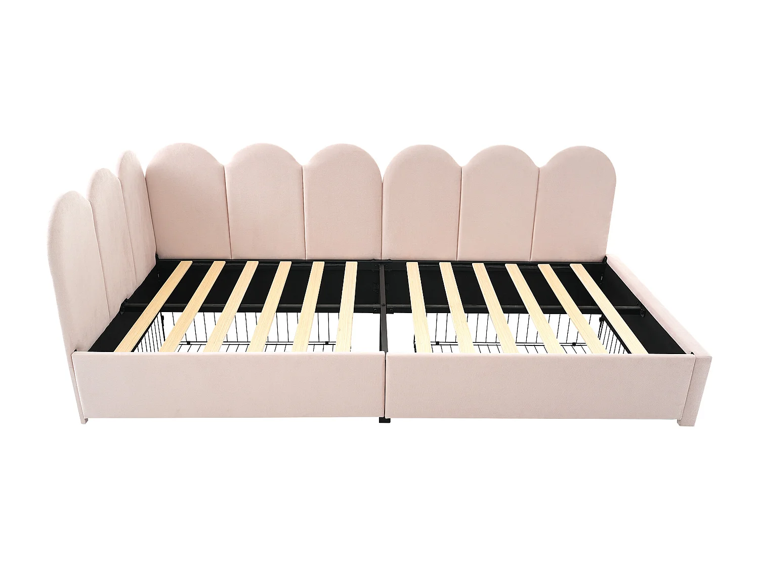 Lit banquette 90x190 avec 2 tiroirs, côtés interchangeables, velours, rose (Sans matelas)