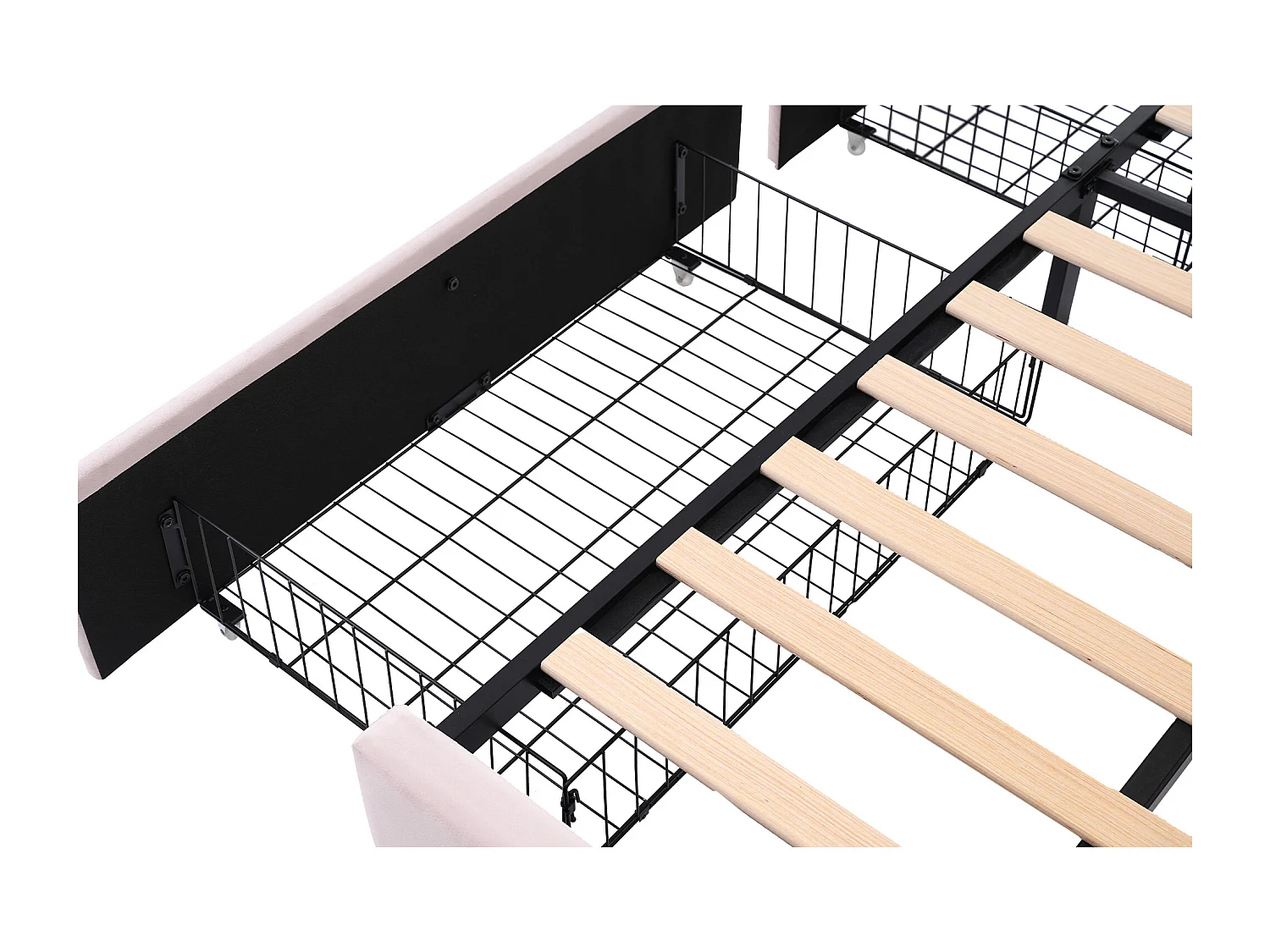 Lit banquette 90x190 avec 2 tiroirs, côtés interchangeables, velours, rose (Sans matelas)