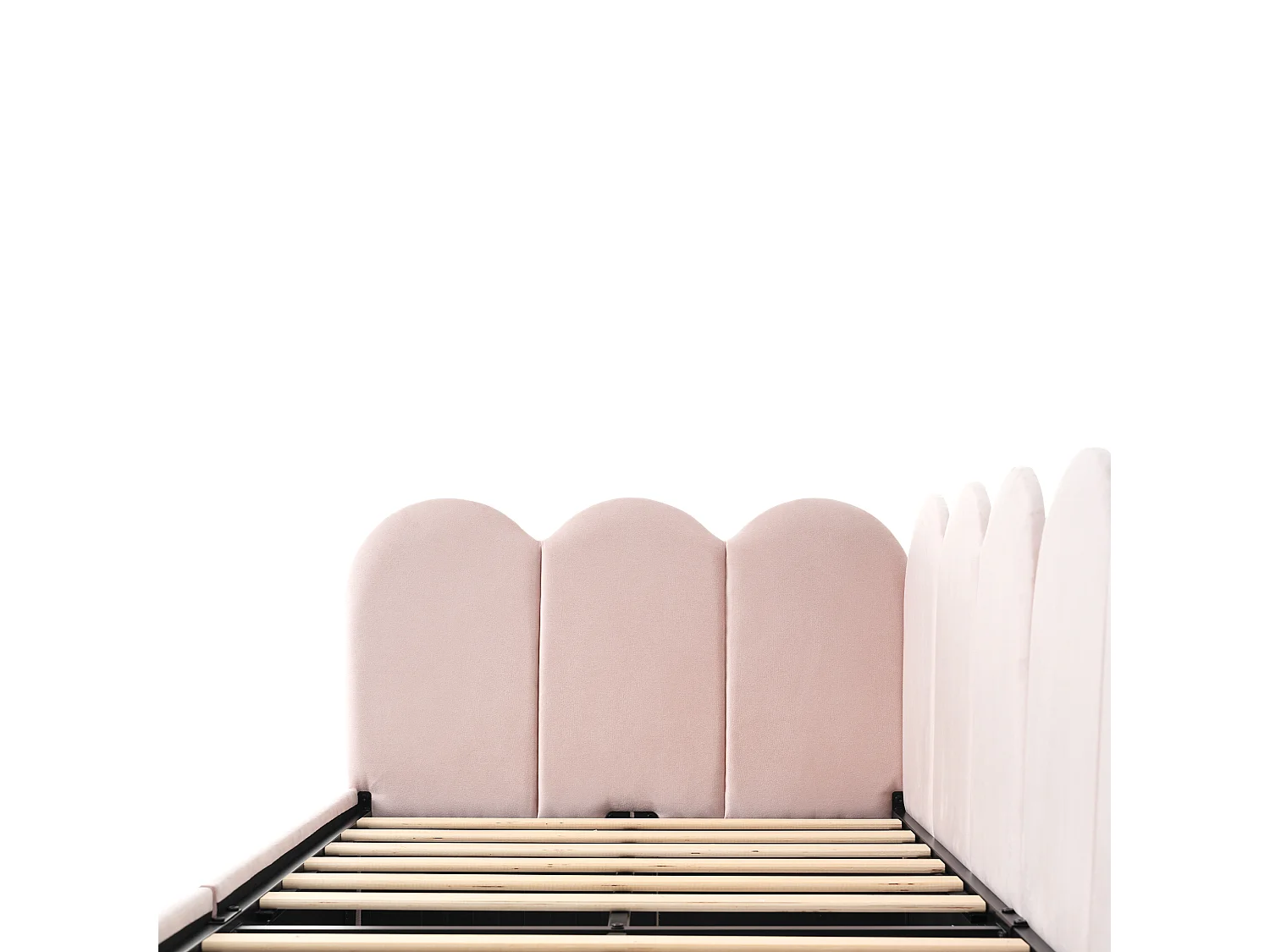 Letto per bambini 90x190 cm con 2 cassetti, lati intercambiabili, in velluto, rosa (Senza materasso)