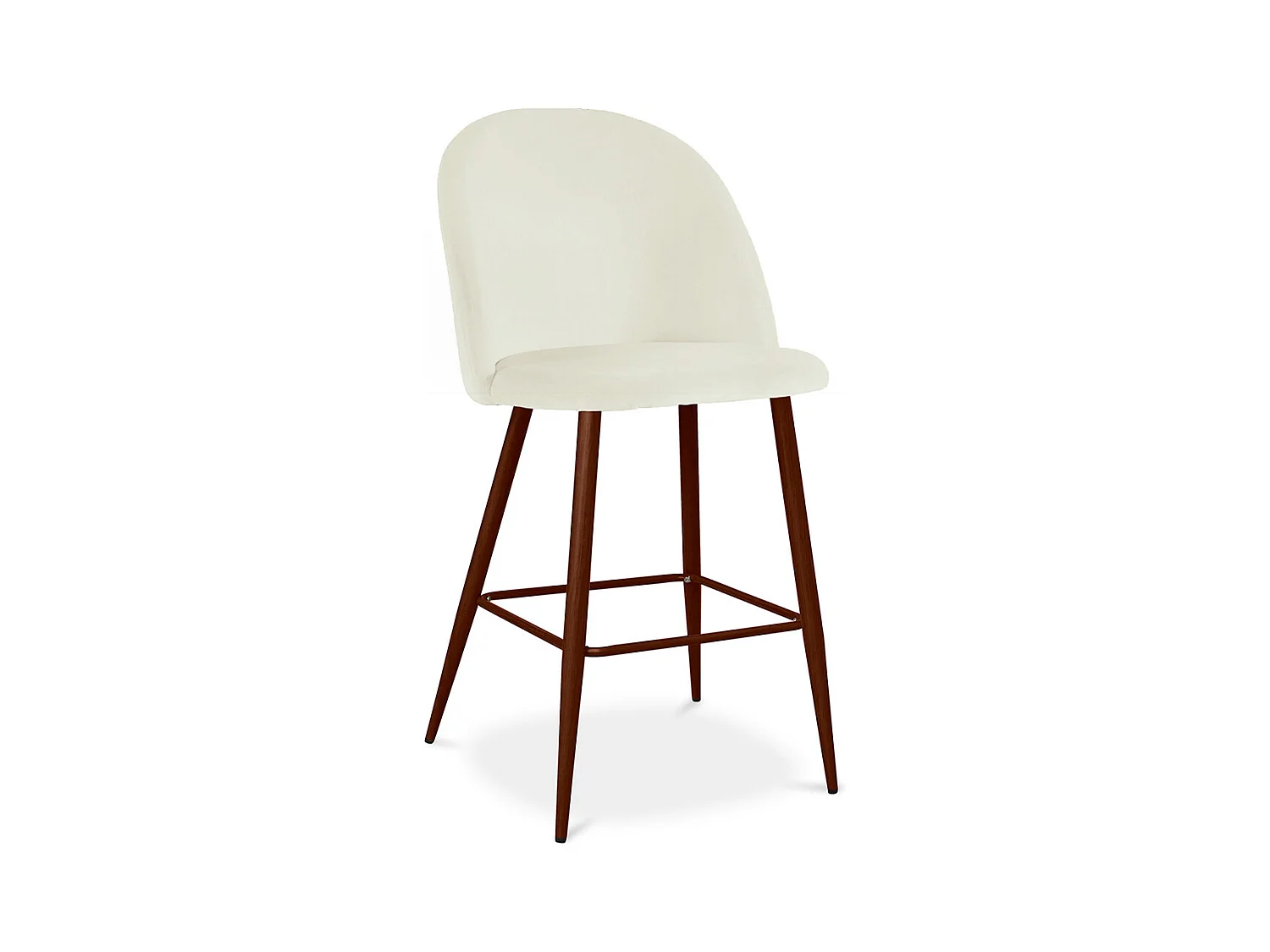 Tabouret tapissé en velours - Design scandinave - 66cm - Evelyne Crème