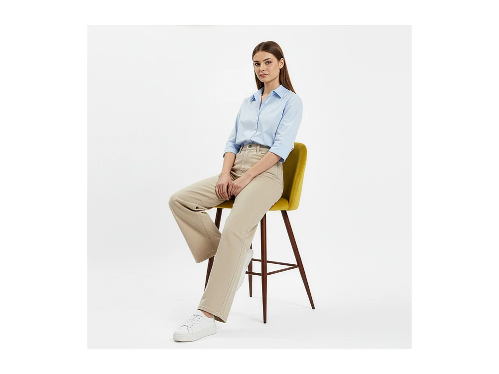 Tabouret tapissé en velours - Design scandinave - 66cm - Evelyne Crème