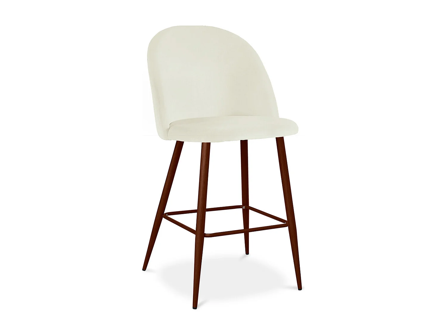 Tabouret tapissé en velours - Design scandinave - 66cm - Evelyne Crème