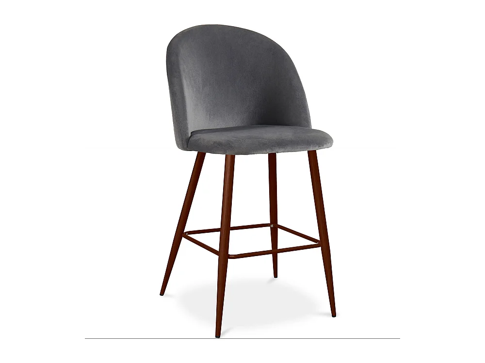 Tabouret tapissé en velours - Design scandinave - 66cm - Evelyne Gris foncé