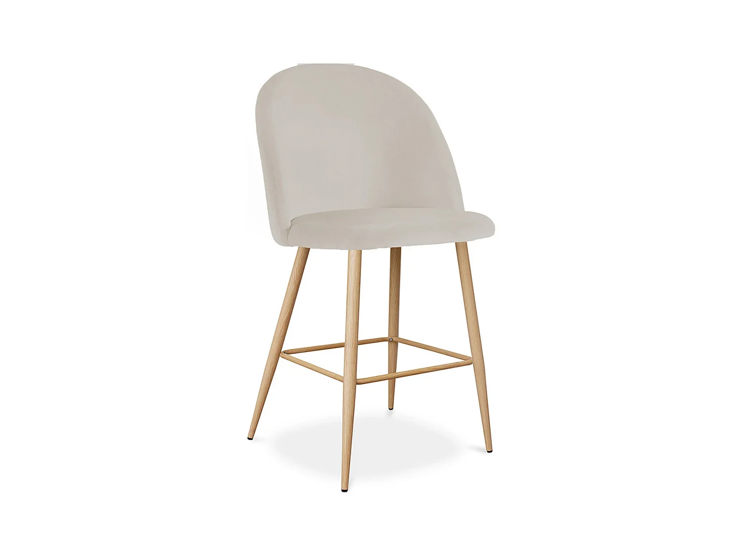 Tabouret tapissé en velours - Design scandinave - 66cm - Evelyne Beige