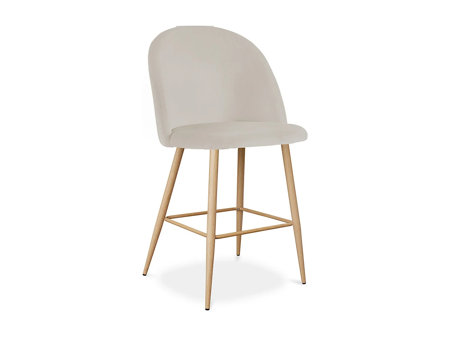 Tabouret tapissé en velours - Design scandinave - 66cm - Evelyne Beige