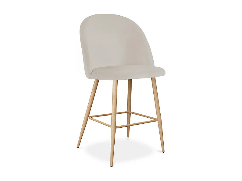 Tabouret tapissé en velours - Design scandinave - 66cm - Evelyne Beige