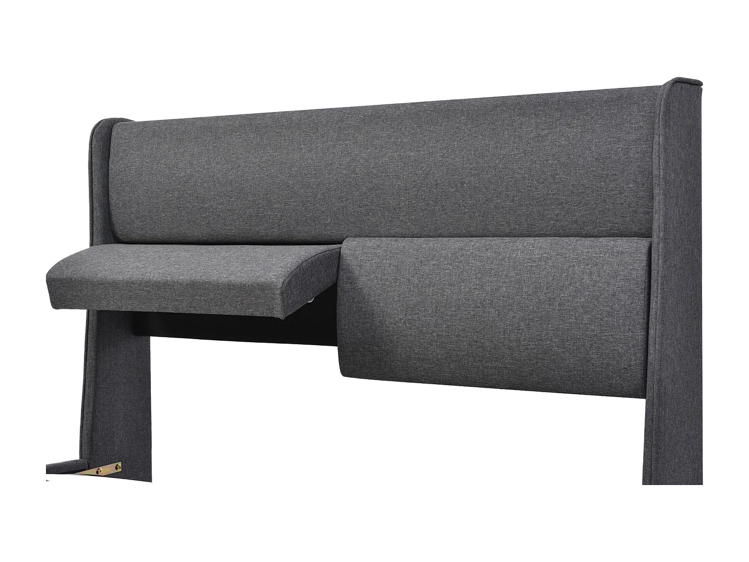 Lit coffre 160x200 cm avec sommier - tête de lit rembourrée avec appui-tête réglable - lin gris (sans matelas)