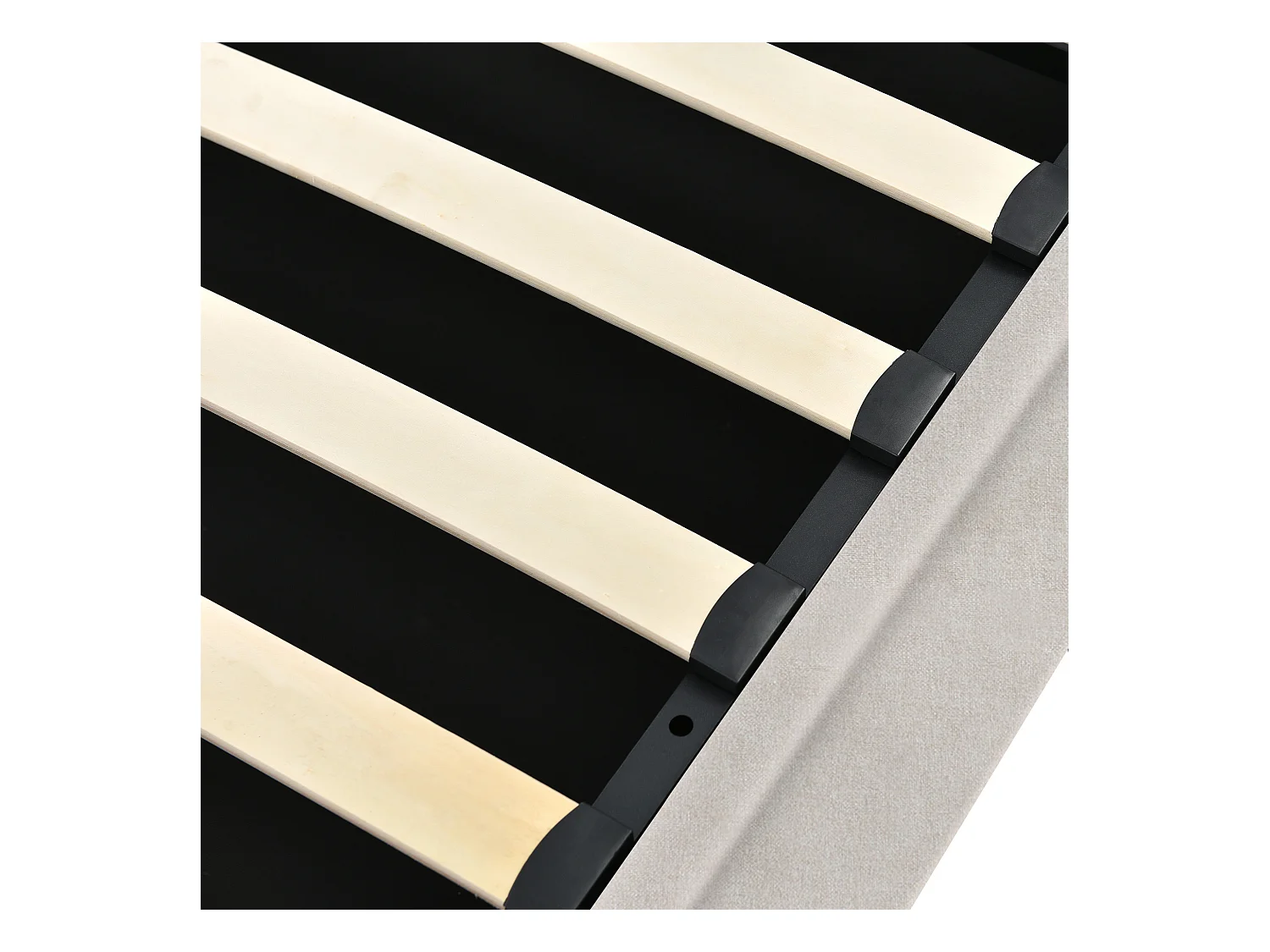 Lit coffre 160x200 cm avec sommier - tête de lit avec USB et lumière de lecture - lin beige (sans matelas)