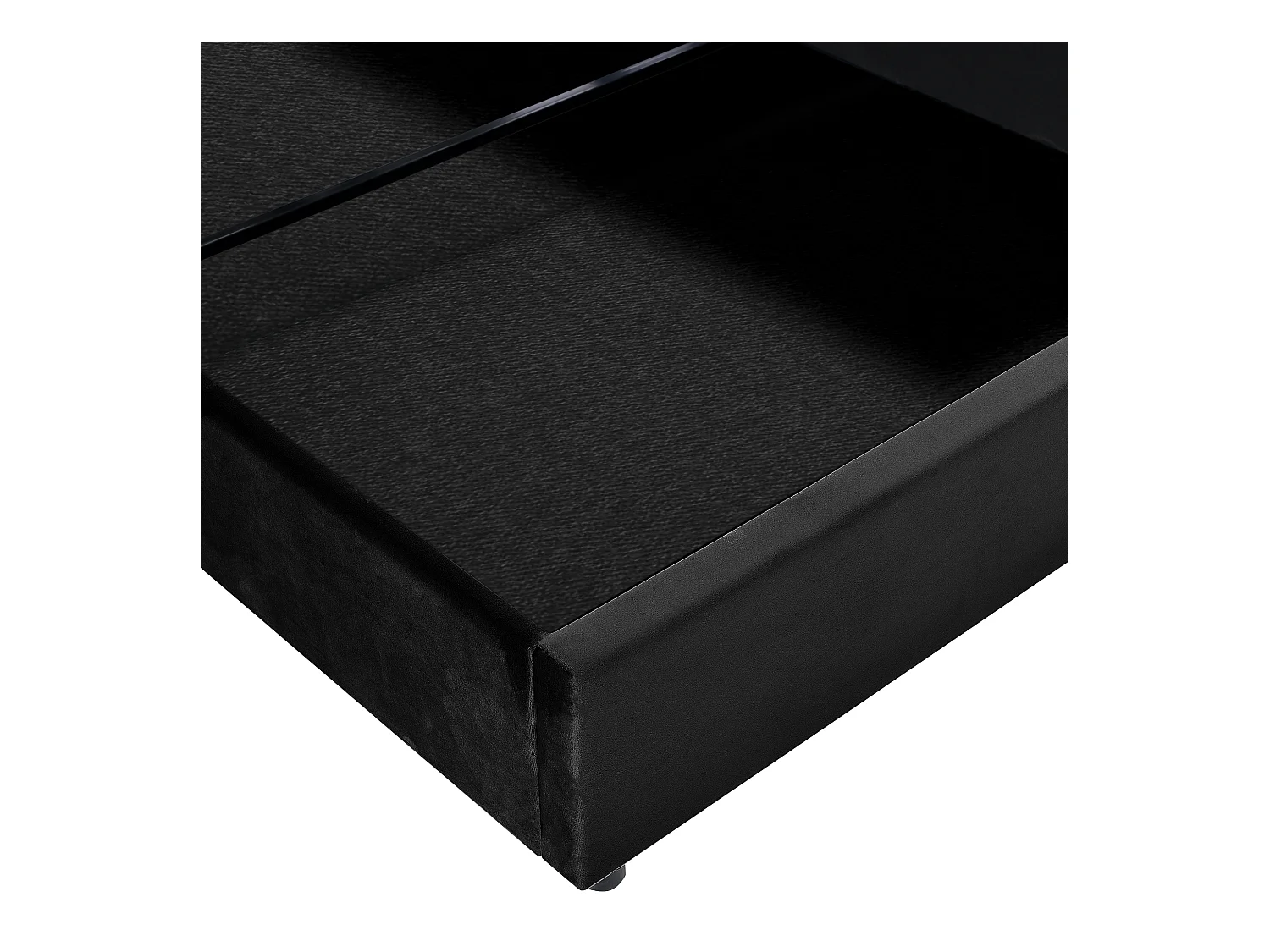 Lit coffre 140x200 cm avec sommier à lattes - tête de lit réglable en hauteur - velours noir (sans matelas)