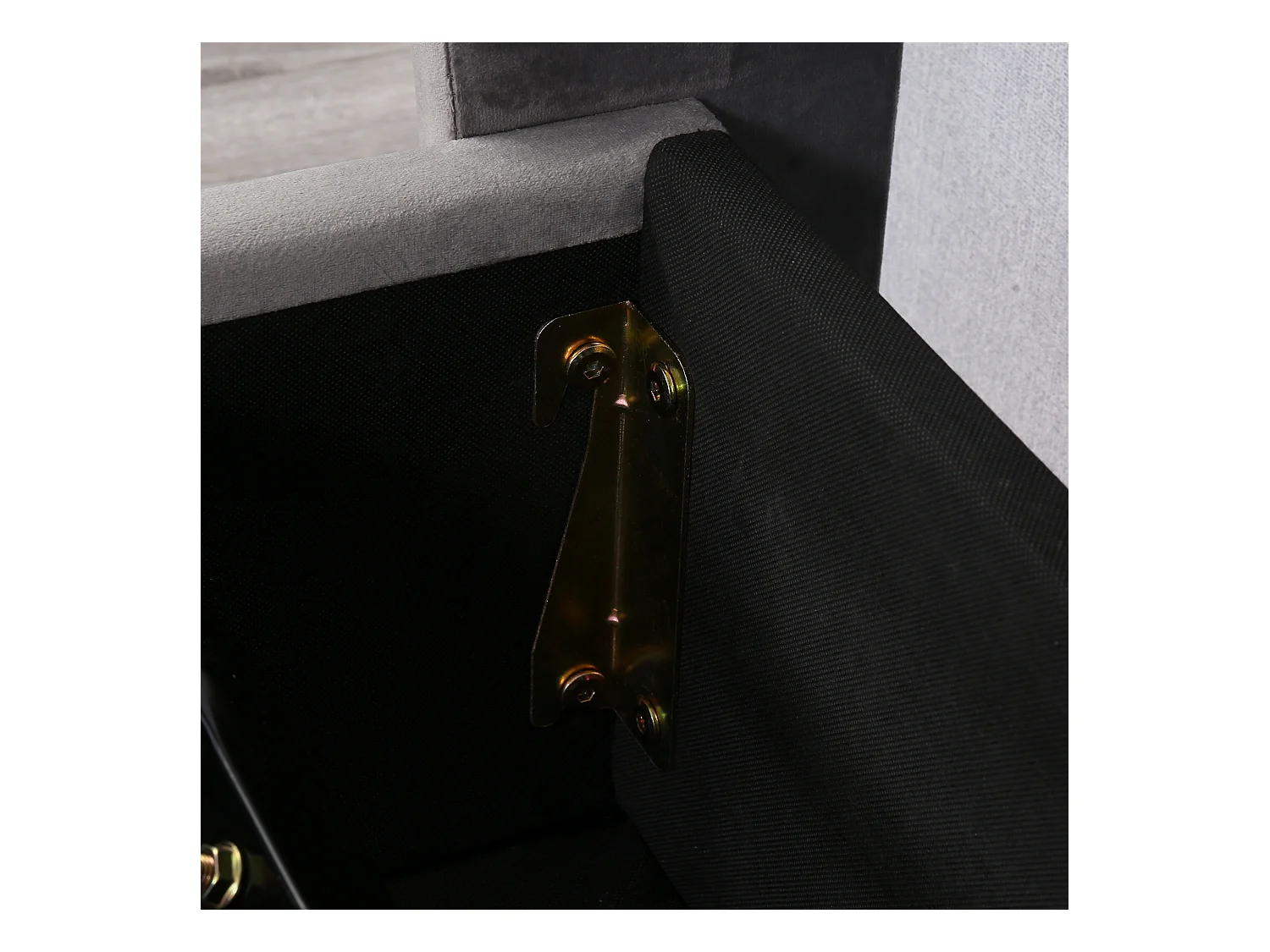 Lit coffre 160x200 cm lit 2 places avec sommier et tête de lit en forme d'oreillel - gris velours (sans matelas)