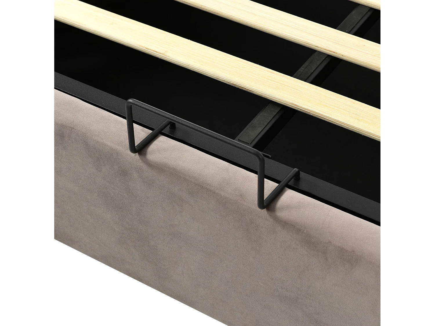 Lit coffre adulte 140x200cm avec sommier - tête de lit réglable - cadre métallique - velours gris clair (sans matelas)