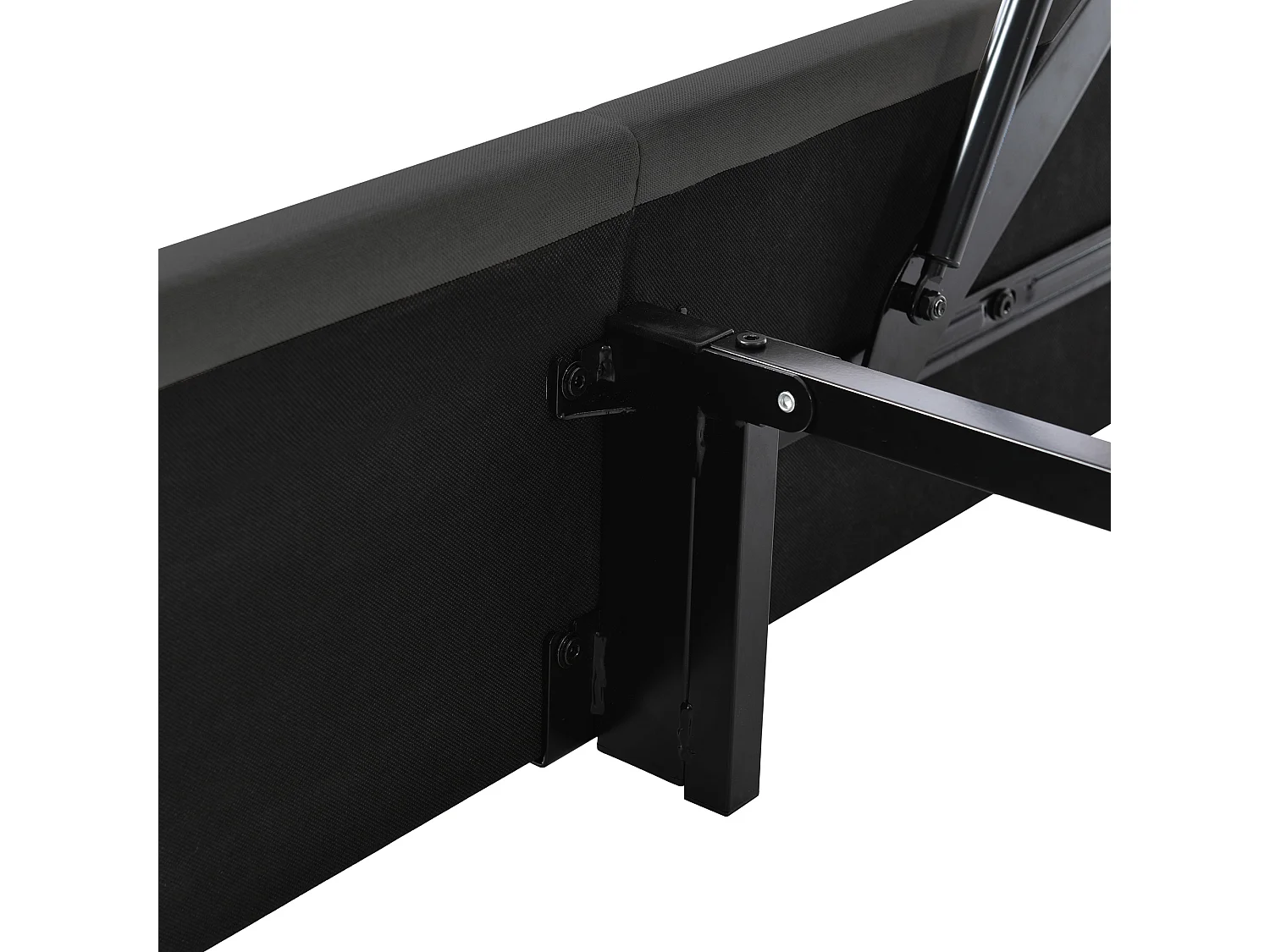 Volwassen opbergbed 180x200 cm met onderstel - gestoffeerd hoofdeinde - metalen bedframe - grijs linnen (zonder matras)