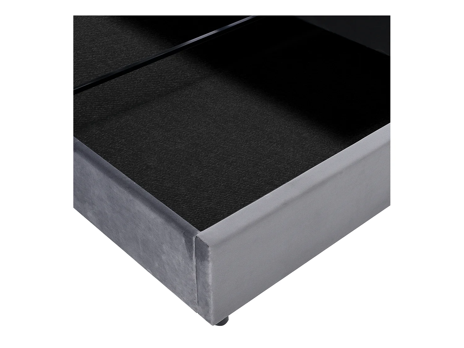 Lit coffre 140x200 cm avec sommier à lattes - tête de lit réglable en hauteur - velours gris (sans matelas)