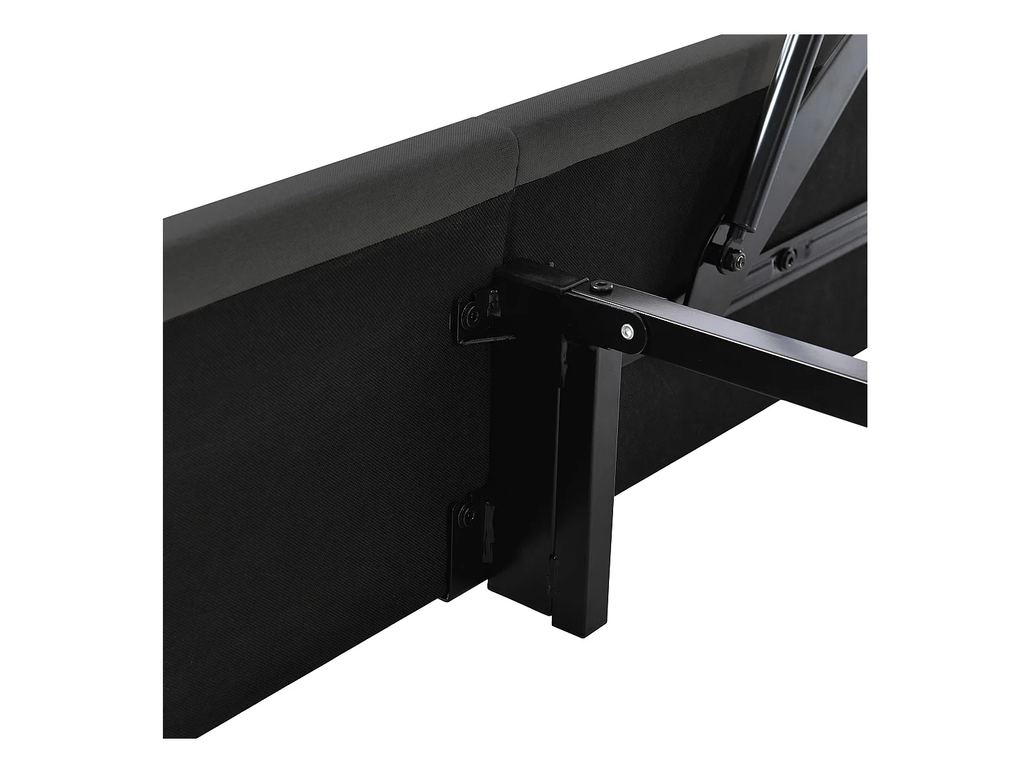 Lit coffre 160x200 cm avec sommier - tête de lit capitonnée - cadre de lit en métal - lin gris (sans matelas)